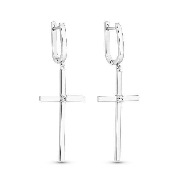 Серебряные серьги с подвеской крест (арт. 7502/2184) – изображение 1