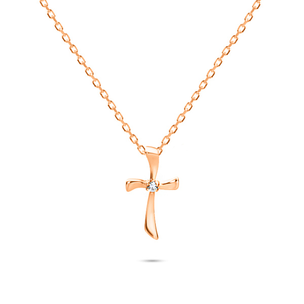 Золотое колье "Крестик" с фианитом (арт. 350963) – изображение 1