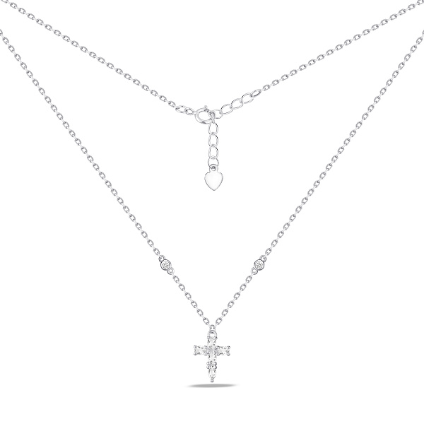 Серебряное колье с подвеской крест с фианитами (арт. 7507/2410) – изображение 2