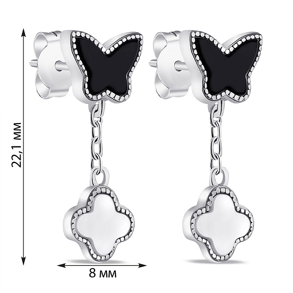 Серьги-пусеты из серебра с подвеской (арт. 7518/С2ПО/1399) – изображение 2
