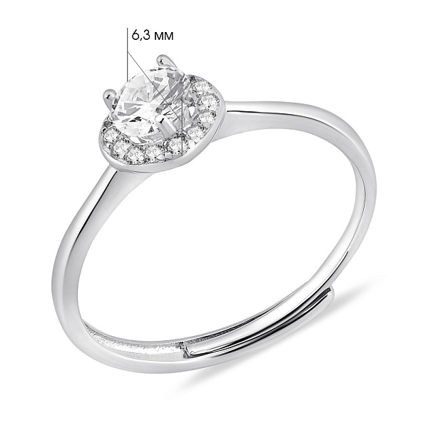 Серебряное кольцо Сердце с фианитами (арт. 7501/8070) – изображение 5