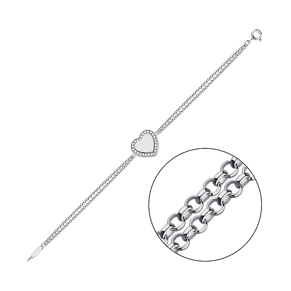 Браслет из серебра Сердце с фианитами (арт. 7509/3729) – изображение 1