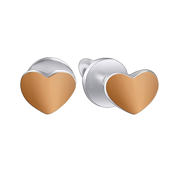 Серебряные пусеты «Сердечки» с золотой вставкой (арт. 7218/809) – изображение 1