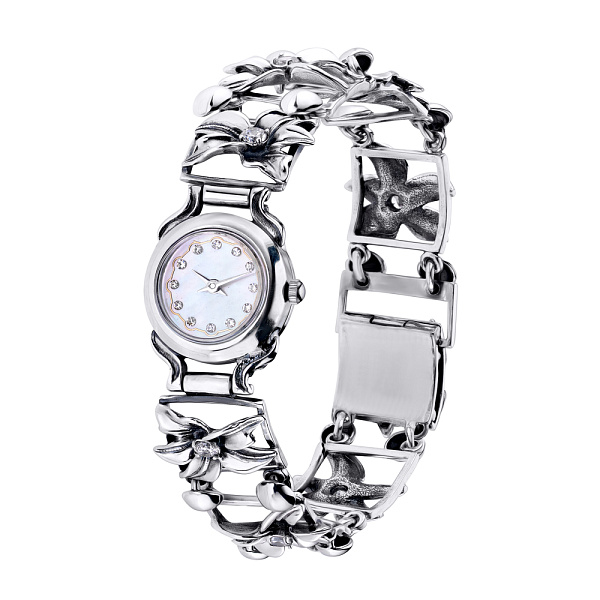 Серебряные часы с фианитами (арт. 7926/7110016) – изображение 1