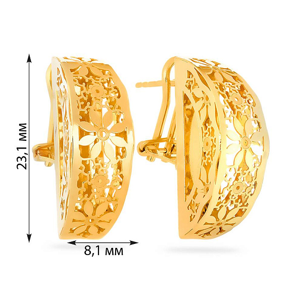 Золотые серьги без камней (арт. 102575ж) – изображение 4