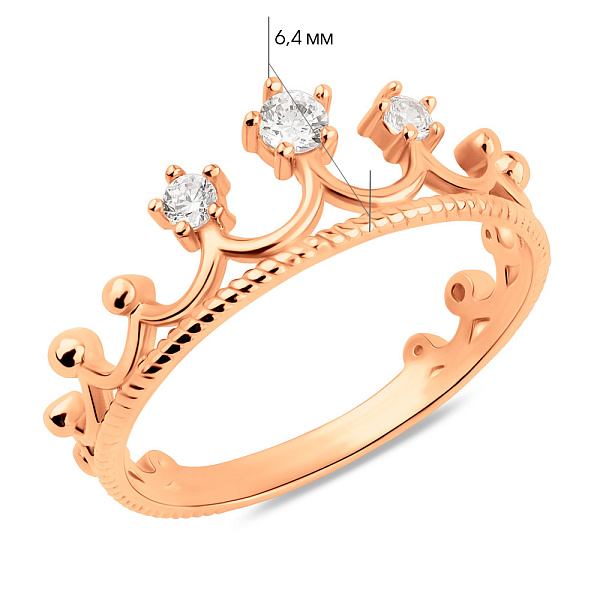 Золотое кольцо Корона с фианитами (арт. 156069) – изображение 4