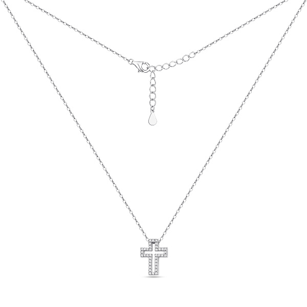 Серебряное колье с подвеской крестик с фианитами (арт. 7507/2438) – изображение 2