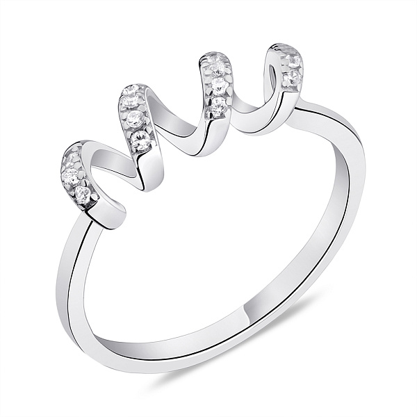 Серебряное кольцо "Спираль" с фианитами (арт. 7501/6002) – изображение 1