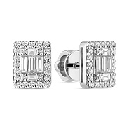 Фото Серьги-пусеты из белого золота с бриллиантами разной формы (арт. Т011232040б)