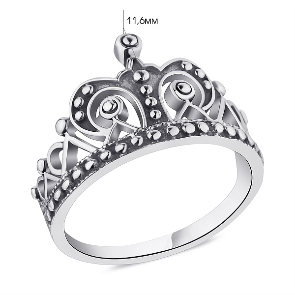 Кольцо серебряное "Корона" с чернением (арт. 7901/5881) – изображение 2