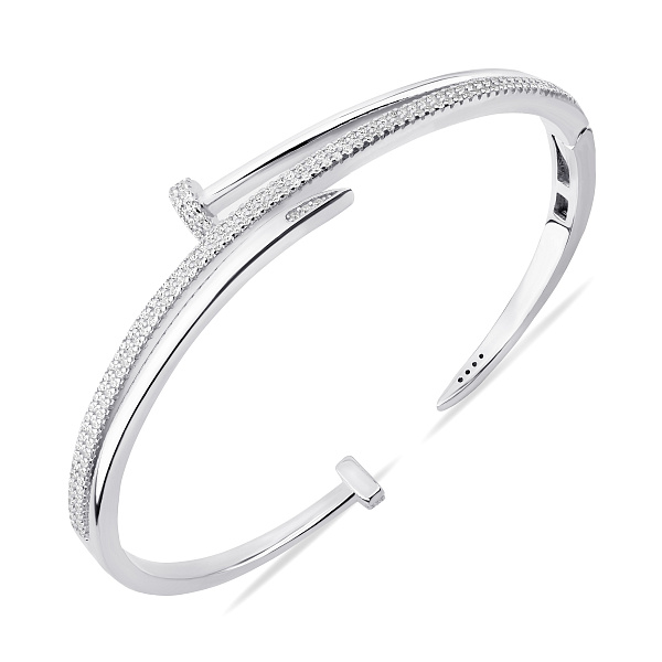 Серебряный браслет с гвоздь с фианитами (арт. 7509/5410) – изображение 2