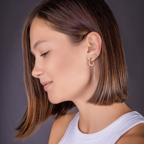 Золотые серьги с фианитами (арт. 2106477101) – изображение 2