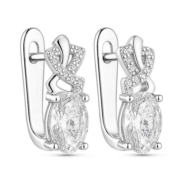 Массивные серебряные серьги с фианитами (арт. 7502/10313) – изображение 1