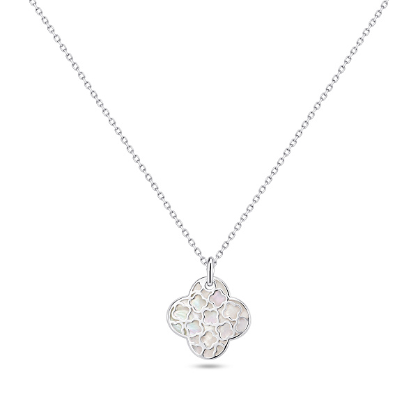 Серебряное колье с подвеской клевер с перламутром (арт. 7507/2406п) – изображение 1