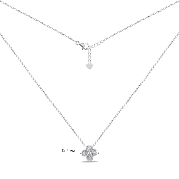 Серебряное колье Клевер с фианитами (арт. 7507/2401/10) – изображение 3