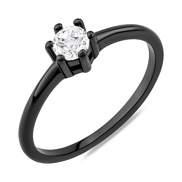 Серебряное кольцо с одним фианитом (арт. 7501/2385ч) – изображение 1