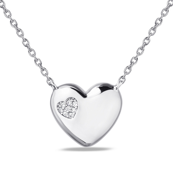 Серебряное колье Сердце с фианитами (арт. 7507/1639) – изображение 1