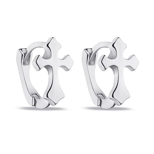 Серьги-кольца из серебра Крестики (арт. 7502/9136/10) – изображение 1