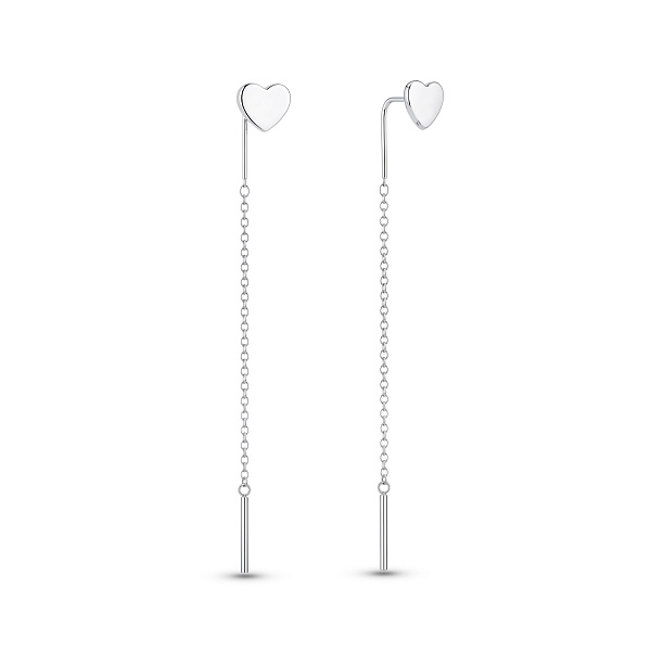 Серебряные серьги-протяжки сердечко (арт. 7502/520854) – изображение 1