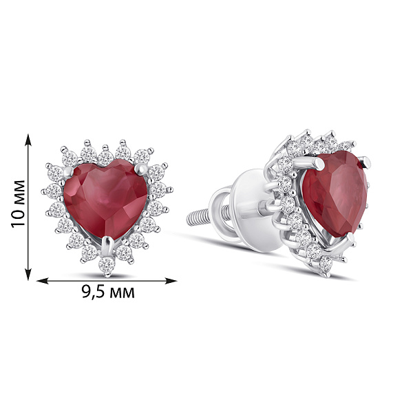 Серебряные пусеты Сердце с рубином (арт. 7518/2187981Р) – изображение 2