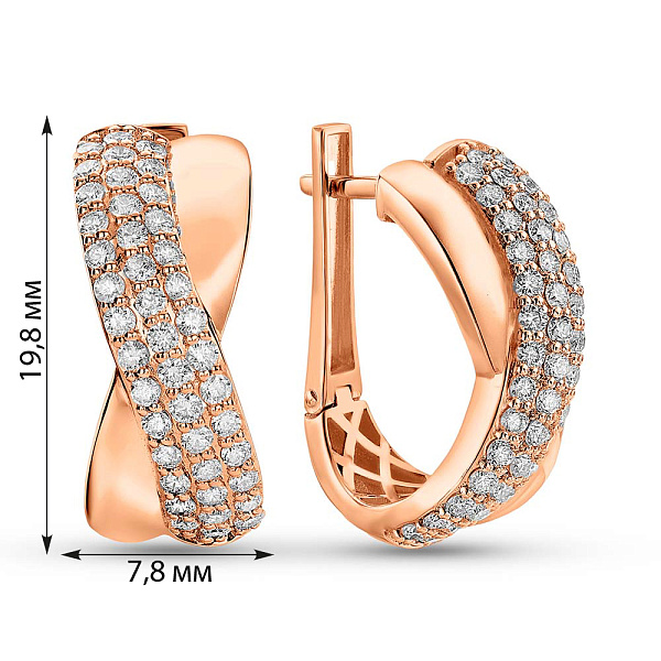 Серьги из красного золота с бриллиантами (арт. С011306090) – изображение 2
