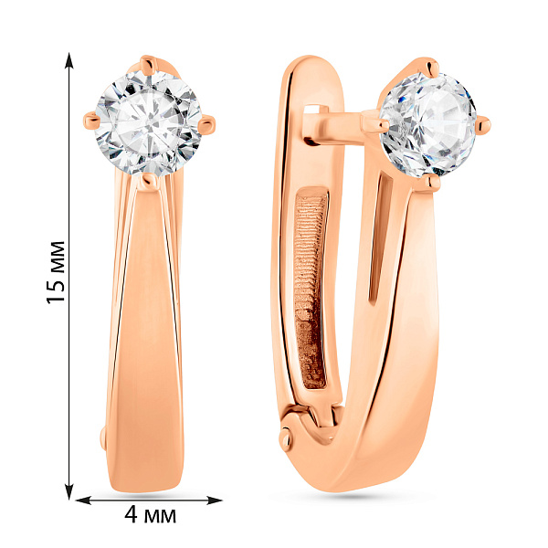 Серьги из красного золота с фианитами (арт. 2109085101) – изображение 3