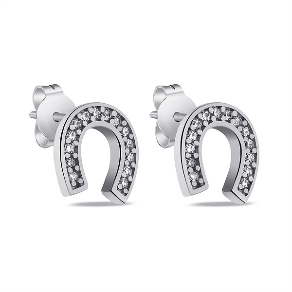 Серебряные серьги Подкова с фианитами (арт. 7518/7102/1) – изображение 1