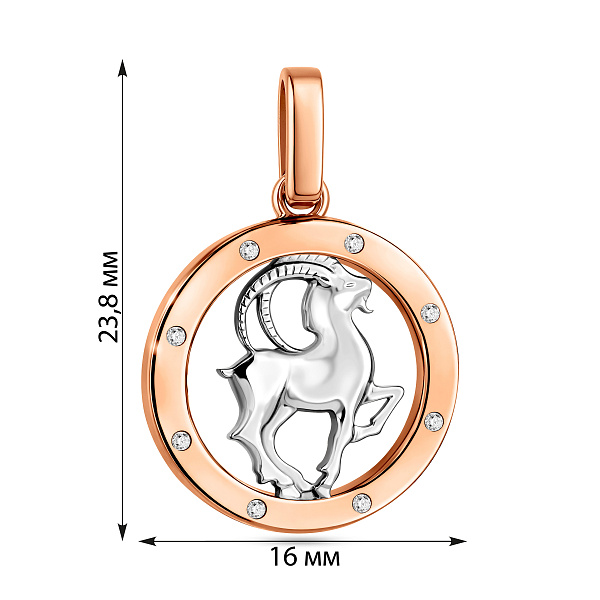 Золотой подвес Козерог с фианитами (арт. 440673) – изображение 7