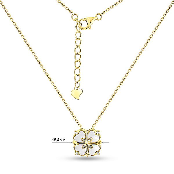 Серебряное колье Клевер с перламутром (арт. 7507/2203жп) – изображение 6