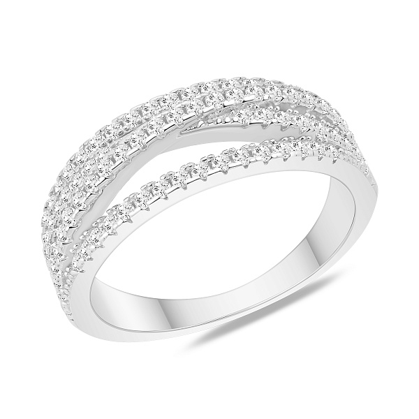 Серебряное двойное кольцо с фианитами (арт. 7501/8448) – изображение 1