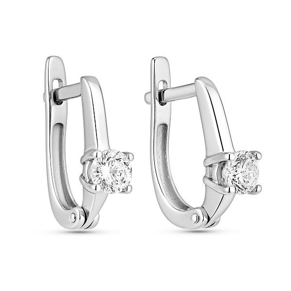 Серьги из белого золота с фианитом (арт. 115800б) – изображение 1