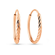 Фото Серьги-кольца из красного золота с алмазной гранью (арт. 121904/10)