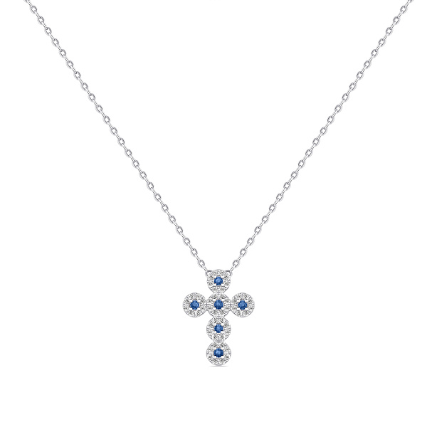 Серебряное колье с крестиком и альпинитами (арт. 7507/2366ас) – изображение 1