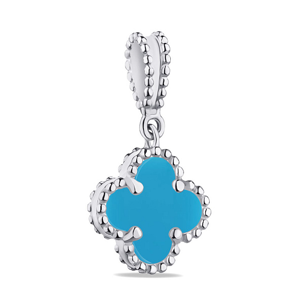 Серебряный подвес Клевер с бирюзой (арт. 7503/3576/10Б) – изображение 1