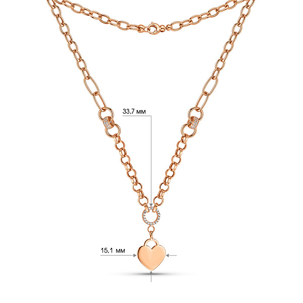 Золотое колье Сердечко с фианитами (арт. 352448) – изображение 3