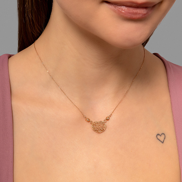 Золотое колье Сердце (арт. 352826) – изображение 3