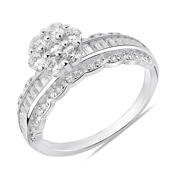 Двойное серебряное кольцо с фианитами (арт. 7501/8604) – изображение 2