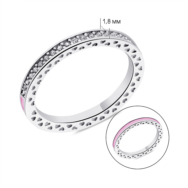 Кольцо из серебра Trendy Style с эмалью и фианитами (арт. 7501/К2ФР/1391-16) – изображение 2