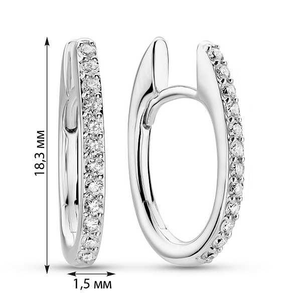 Серьги-конго из белого золота с бриллиантами (арт. С341444030б) – изображение 4
