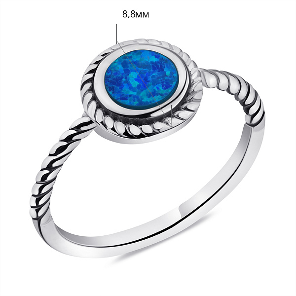 Серебряное кольцо с синим опалом (арт. 7501/6711Пос) – изображение 2