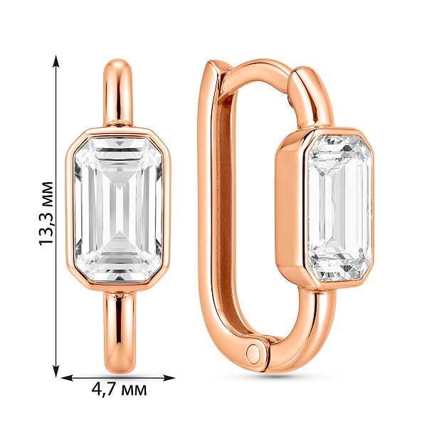 Серьги из красного золота с фианитами (арт. 1092233) – изображение 4