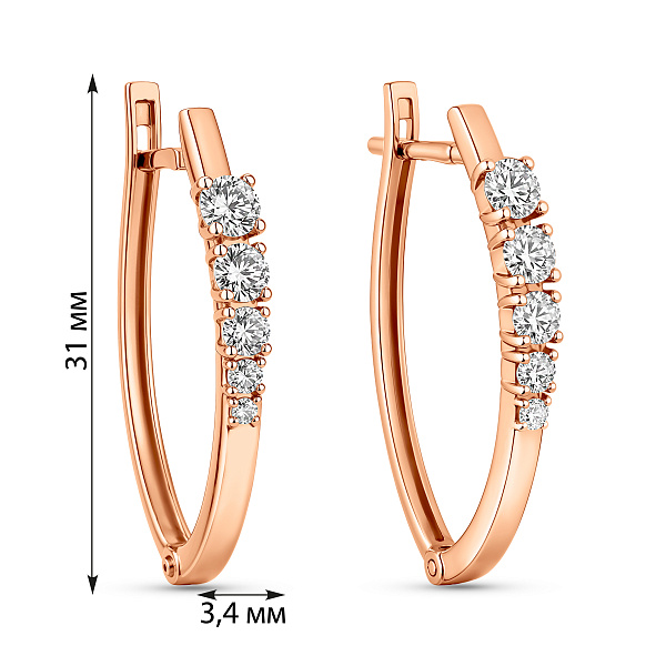 Серьги из красного золота с фианитами (арт. 110559) – изображение 3