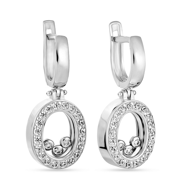 Золотые серьги подвески с фианитами (арт. 101052б) – изображение 1