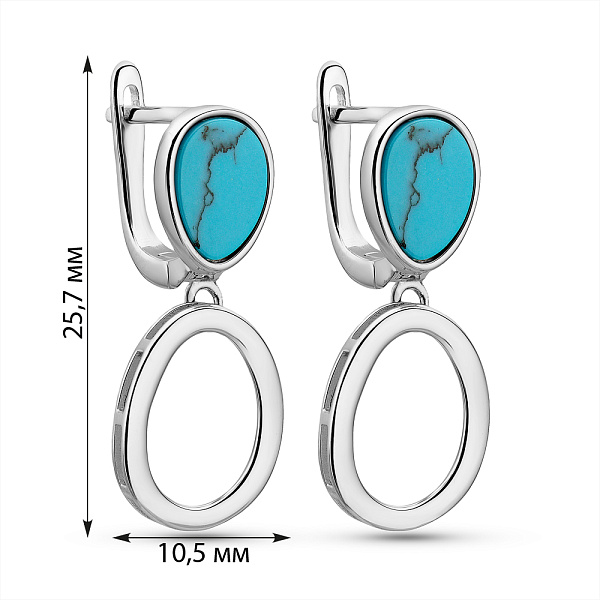 Серебряные серьги с бирюзой (арт. 7502/2184881Б) – изображение 3