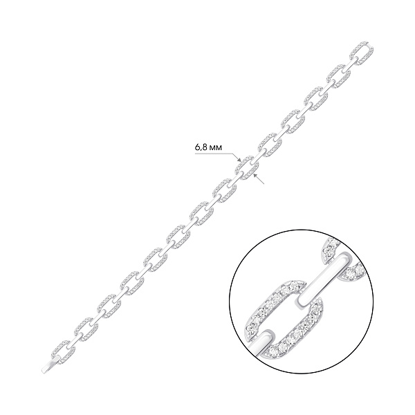 Массивный серебряный браслет с фианитами (арт. 7509/5250) – изображение 3