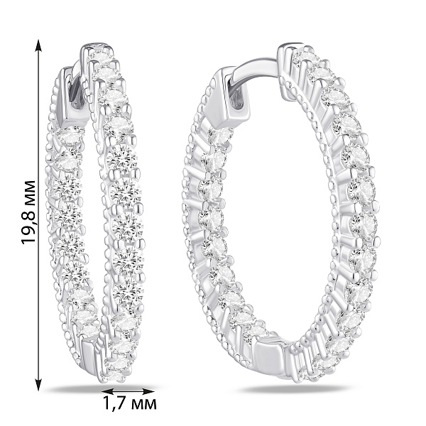 Серебряные серьги-кольца с фианитами (арт. 7502/10434/20) – изображение 2