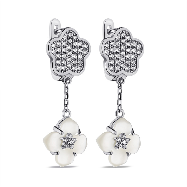 Серьги из серебра с перламутром и фианитами (арт. 7502/9601п) – изображение 1