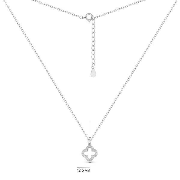 Серебряное колье с подвеской клевер с фианитами (арт. 7507/2391/9) – изображение 3