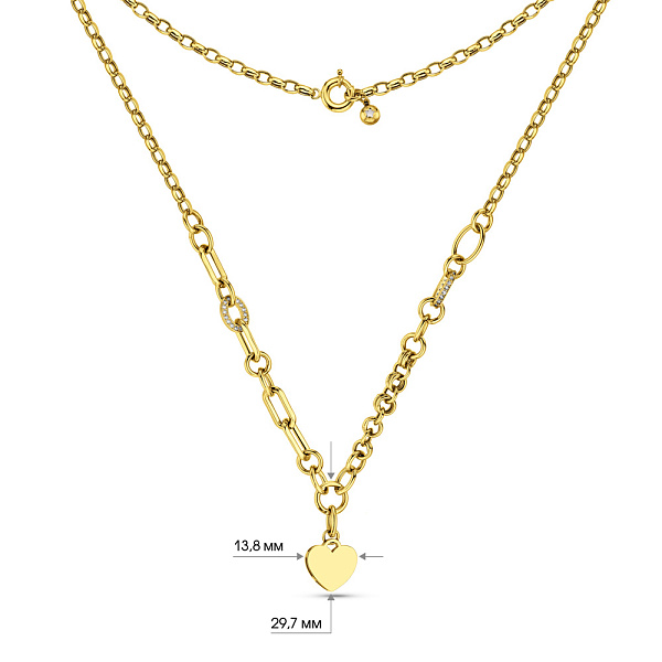Золотое колье Сердечко с фианитами (арт. 352683ж) – изображение 3