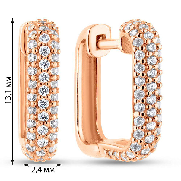 Серьги из красного золота с фианитами (арт. 2106331101) – изображение 4